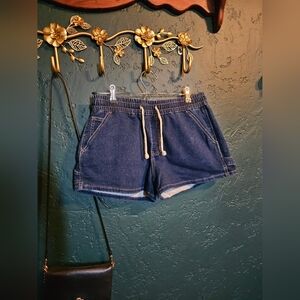 Casual Drawstring Women’s Denim Shorts - Blue